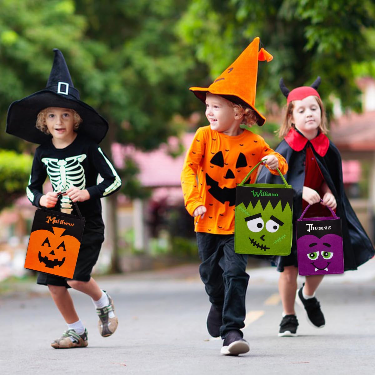 guccde Personalized Halloween Trick or Treat Bags for Kids, Custom Name Halloween Candy Bags (Bag-Felt)