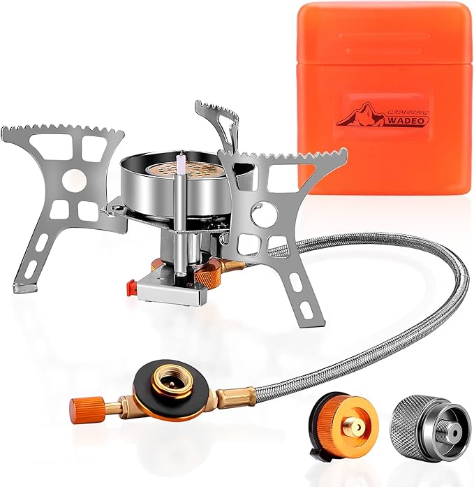 WADEO 3900W Windproof Camping Stove, Camping Gas Stove with Piezo Ignition, Backpacking Stove Portable Camping Stove with ...
