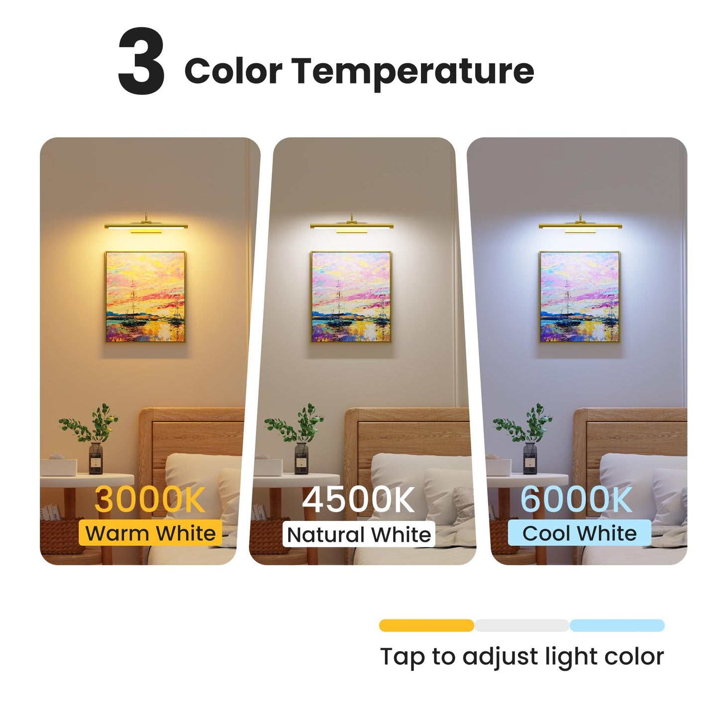 Craftersmark 16" Gallery Picture Light with 1pcs Extra 6000mAh Battery- Brass Cordless Rechargeable Wall Sconce with Remote for Library, Study Room, Art & Renter Use