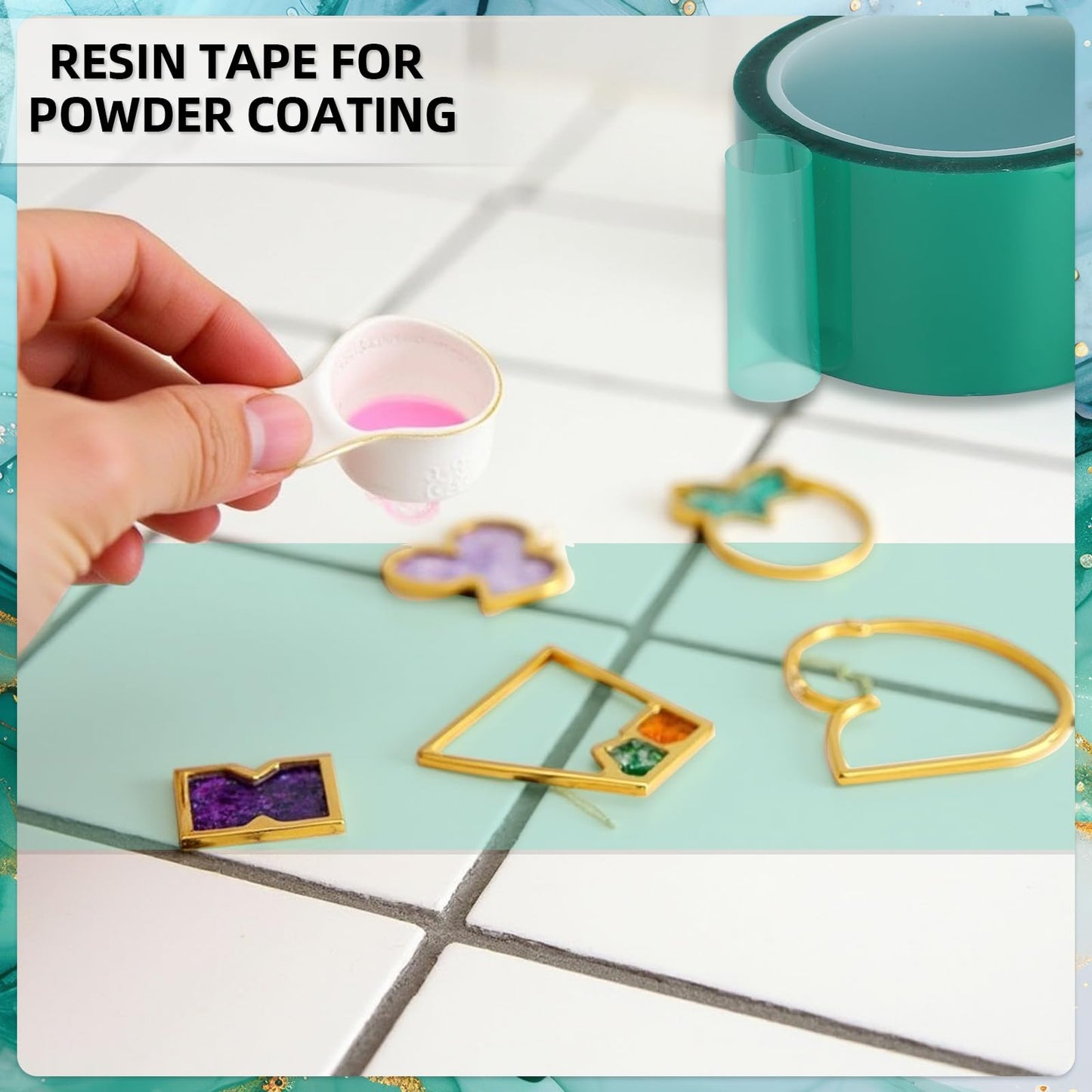 2 Rolls Resin Tape 2In×216Ft Total Epoxy Tape High Temperature Resistant 220℃, Epoxy Tapes for DIY Jewelry River Table Spray Painting Welding Electronic Heating, No Residue, 2Rolls×1.96In×108Ft