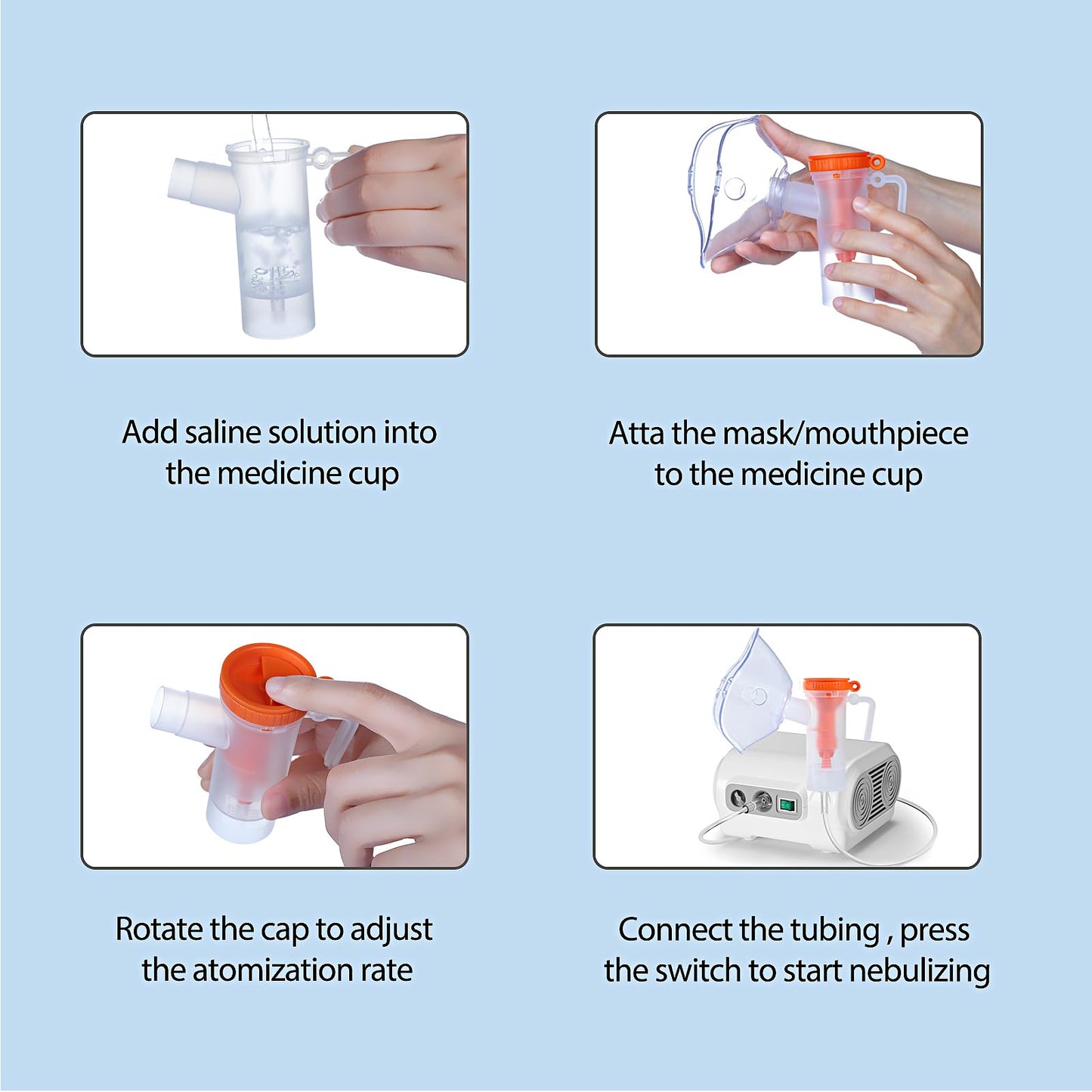 Portable Compressor Nebulizer - Personal Nebulizer Machine for Adults and Kids - Jet Nebulizers Cool Mist Steam Inhaler Nebulizer with 1 Set Accessories