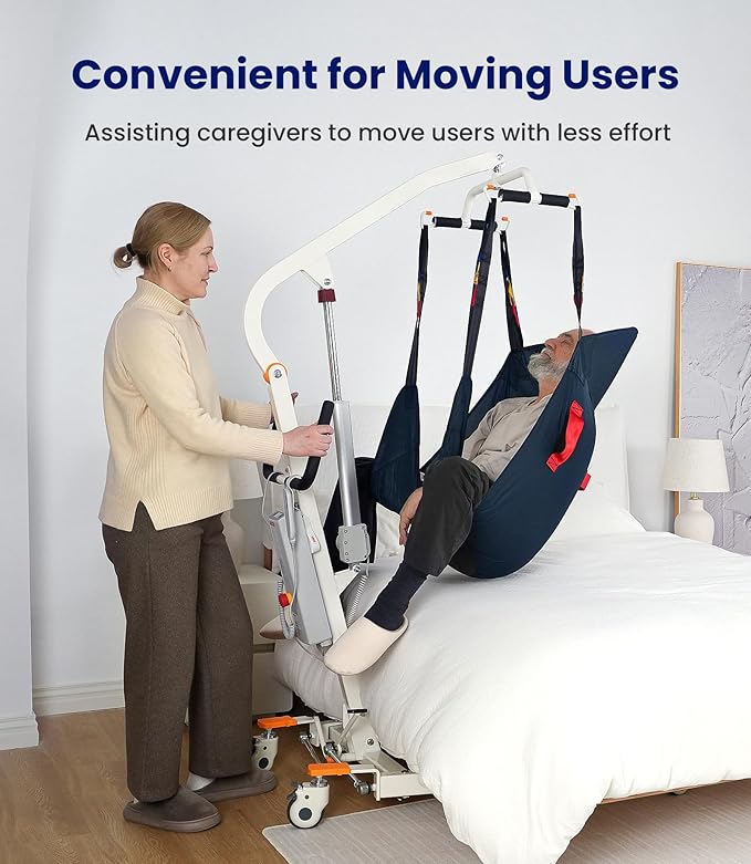 VOCIC Upgrade Foldable Electric Transfer Lift, Collapsible Lift Chair with Sling, Medical Patient Lift for Elderly, Chair Lift Lift Assist, Easy Disassemble, 330LBS Weight Capacity, AY02