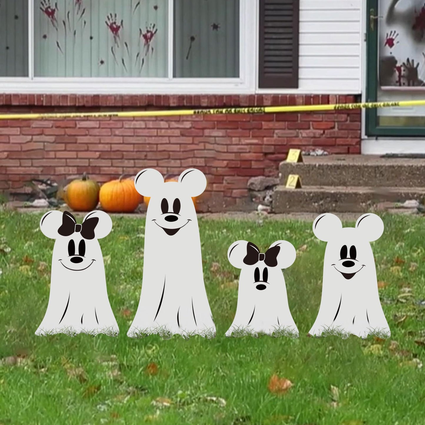 FunAcce Halloween Yard Signs with Stakes, Cute Ghost Decorations Outdoor 4ct, White Plastic Sign Scary Cute Party Outside Decor