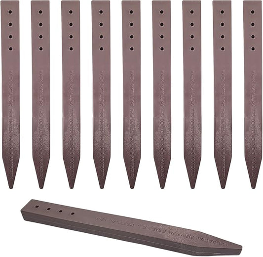 (10-Pack) Heavy Duty, Brown Landscape Lawn & Garden Border Edging Stakes - Easy Install Terrace & Bender Board (10)