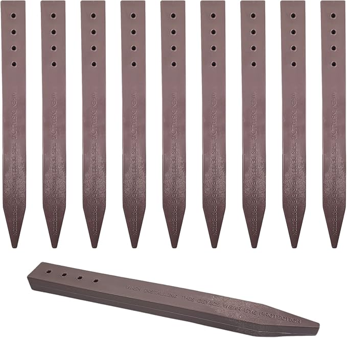 (100 Pack) - Heavy Duty 12" Long x 1/2" Inch Thick, Brown Landscape Lawn & Garden Border Edging Stakes - Easy Install Terrace & Bender Board