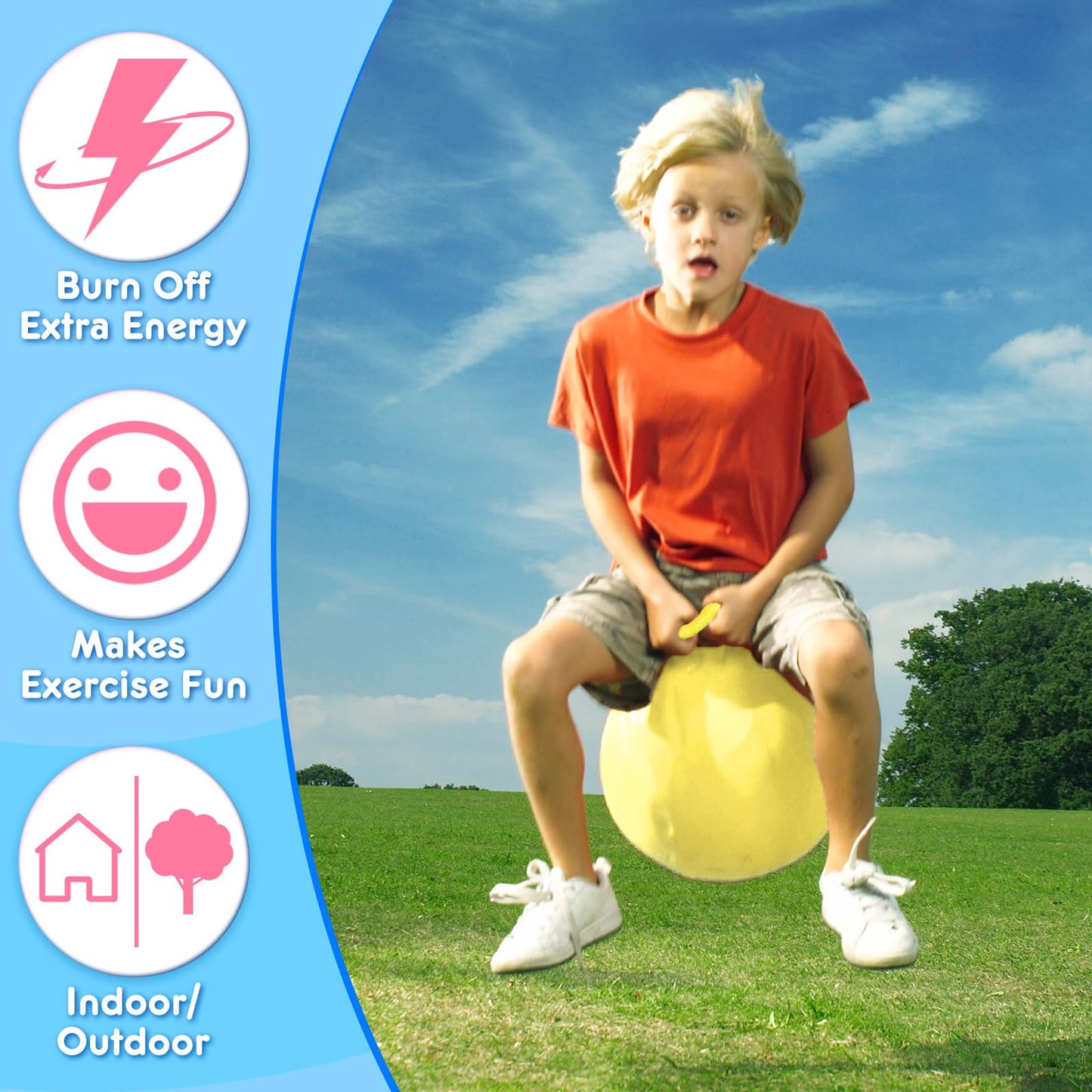 Lewtemi 6 Pcs Hopper Ball Carnival Outdoor Games 20 Inch Jumping Hopping Inflatable Bouncing Ball with Handle and Air Pump for Adults Sport Exercise (Light Colors)