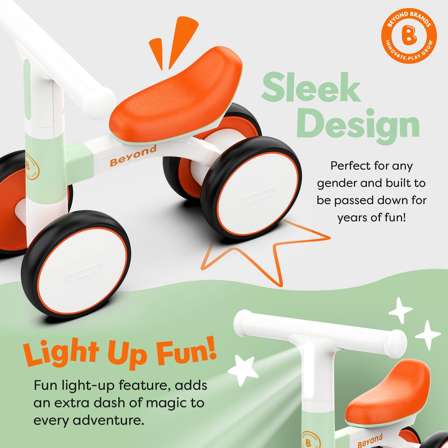 Balance Bike with Headlight- Lightweight & Modern Design | Toys For 1 Year Old Boy & Girl- Safe, Easy Build Toddler Bike, First Birthday Gift- Baby Toys 12-18 Months, Non-Slip Wheels, Parent-Approved