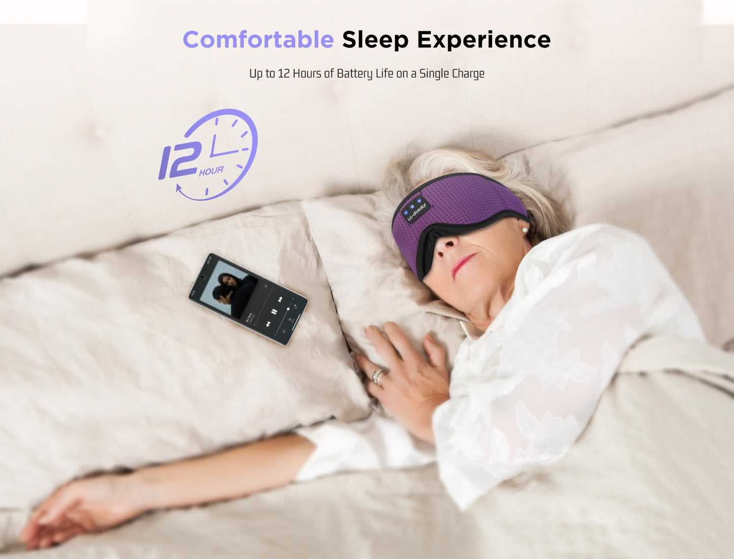 LC-dolida Sleep Mask with Bluetooth Headphones Bluetooth Sleep Mask Sleep Headphones,3D Eye Mask for Sleeping Mask Music Sleeping Headphones for Side Sleepers Meditation Gifts Gadgets for Men Women