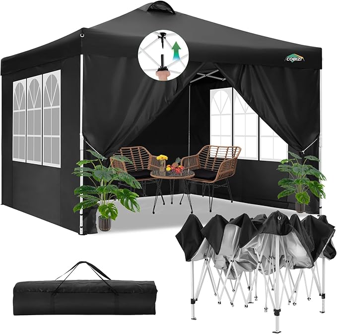 COBIZI Canopy Tent 10x10 Pop Up Outdoor Canopies with 4 Sidewalls Waterproof Commercial Instant Gazebo Tents for Party Pat...