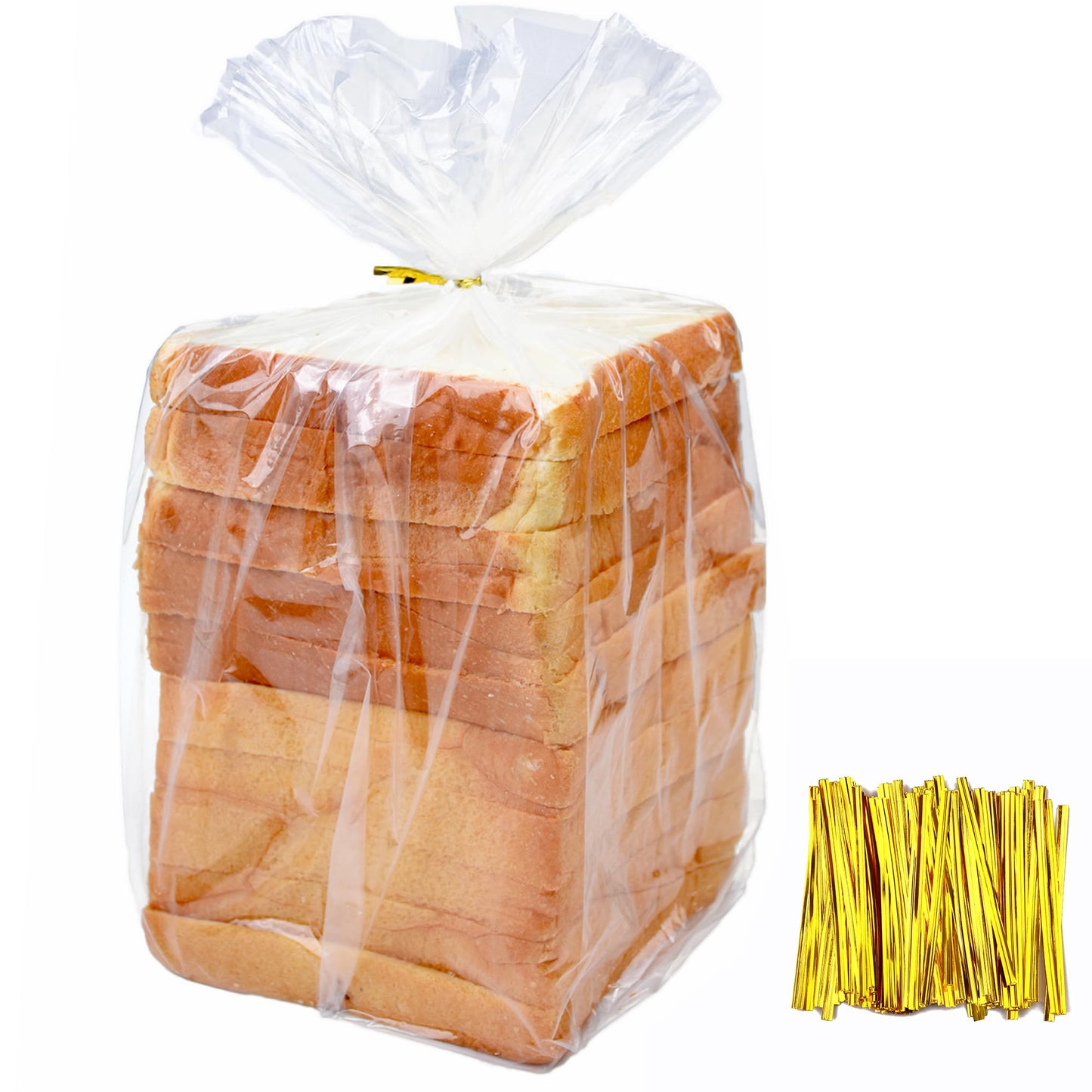 Homrelaxy 120Pcs Plastic Bread Bags for Homemade Bread and 120 Ties, 18 x 8 x 4 Inch Reusable Clear Loaf Bags, Adjustable, Perfect for Home Bakers and Bakeries (120Pcs)