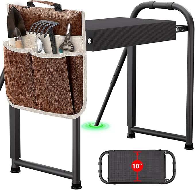 seasky Foldable Garden Kneeler and Seat, Anti-Tipping Gardening Bench Widened Thick Soft Kneeling Pad, Heavy Duty Gardening Stool with Tool Bag,Gardening Gift for Women