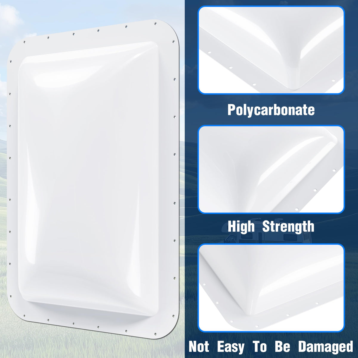 Kojem 18" x 26" RV Skylight Replacement Cover Compatible with RV Camper Food Truck Motorhome Roof Sunroof Fit Outer Dome Cover 14" x 22" RV Shower Skylight Openings Roof Vent Cover White