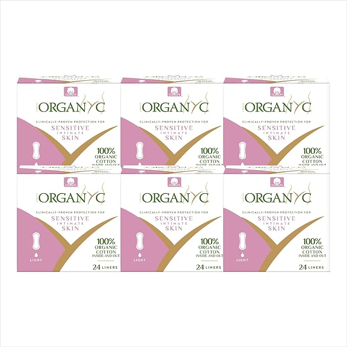 Organyc 100% Certified Organic Cotton Inside and Out Folded Panty Liner - Everyday Sanitary Pad, Free from Wood Pulp, Perfumes, SAP and Chemicals, Light Flow (144 Count)