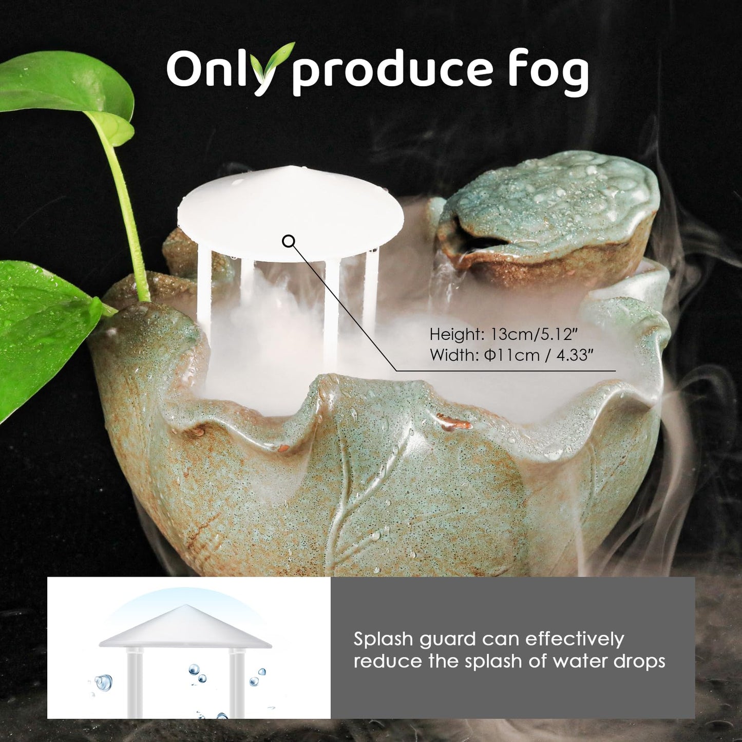 Mxmoonant 350ml/H Ultrasonic Mist Maker Fogger Metal Atomizer with Removable Splash Guard for Water Fountain Pond Pot Rockery Sink