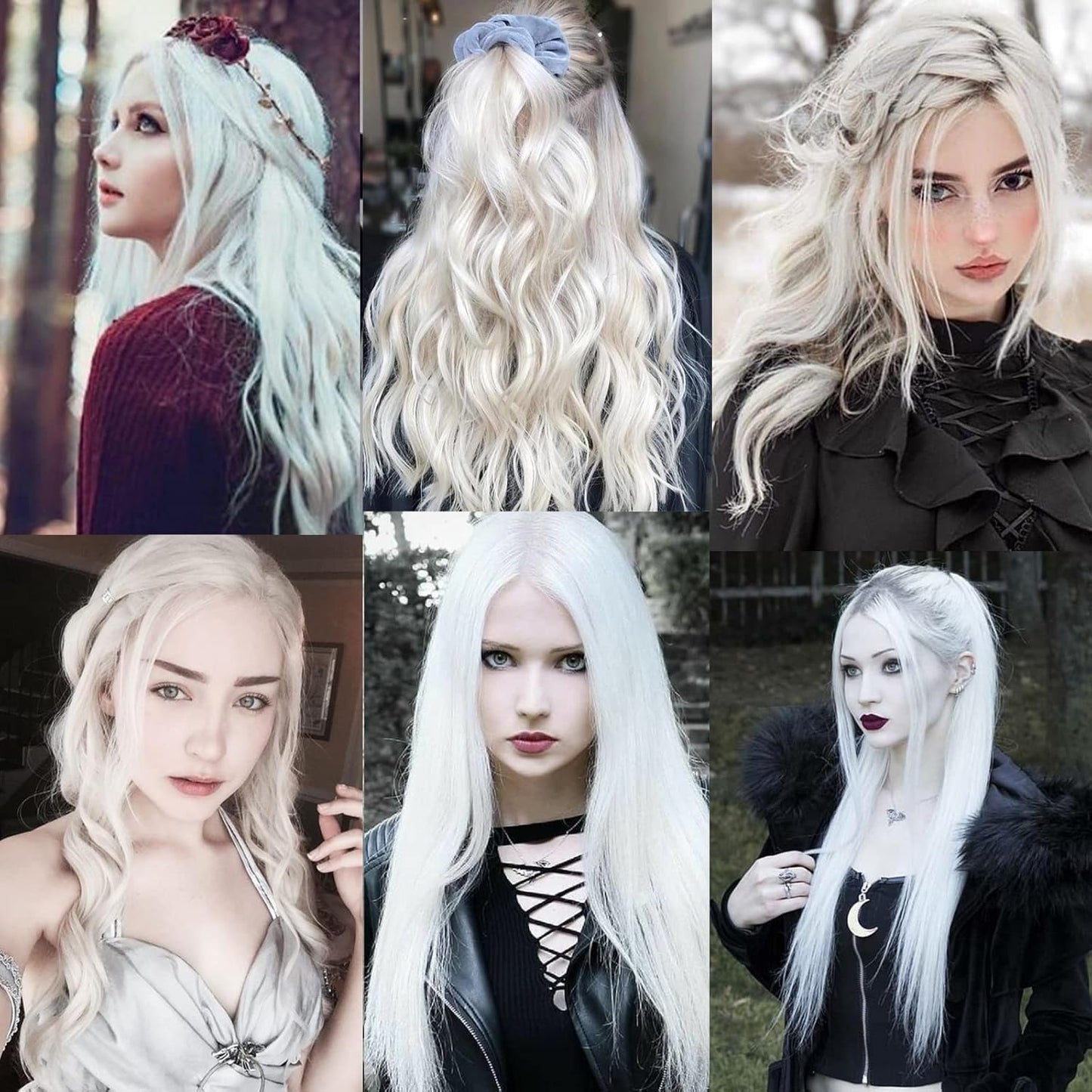 Clip In Colorful Long Hair Extension Hair Highlights Hair Streaks (White - Straight - 2 PCS)