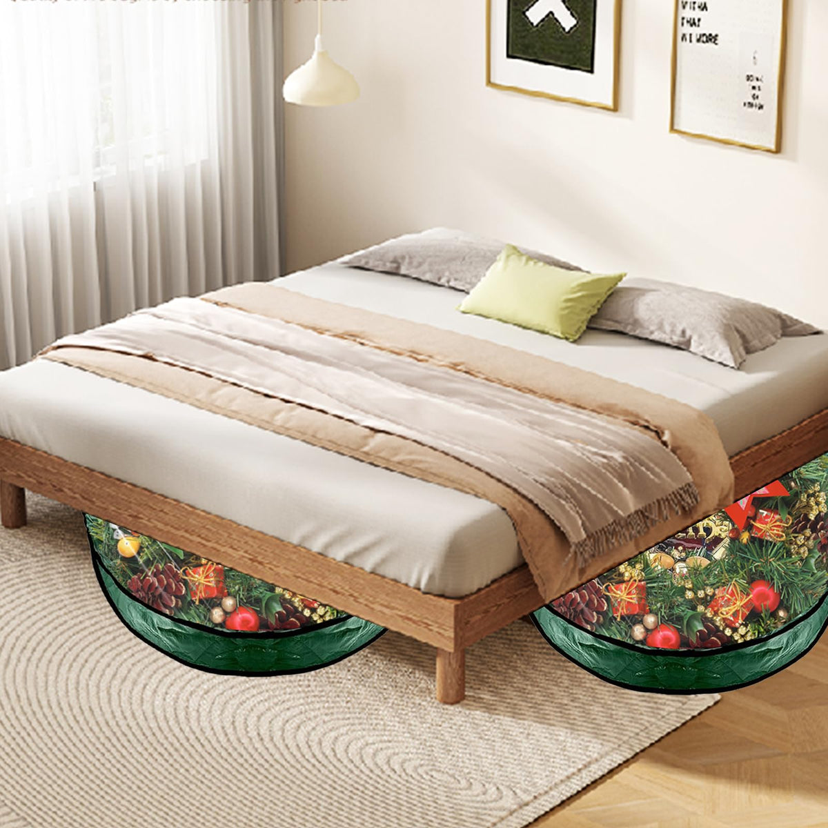 YAYODS 6 Pack Wreath Storage Container Bag, 24x8 Inch Christmas Wreath Storage Container Heavy Duty Christmas Wreath Boxes with Clear Window for Xmas Holiday Seasonal Wreath Garland (Green)