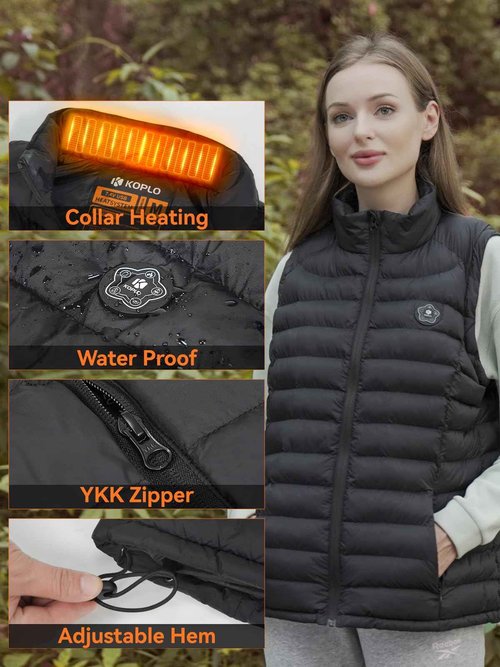 KOPLO Heated Vest Women, 14400mAh Battery Pack with Lightweight Rechargeable Electric Heating Vest(Medium)