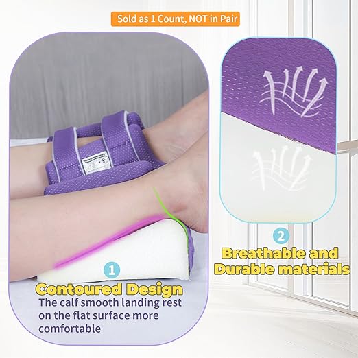 Ehucon 3D Heel Protectors Bed Sore Pillow Cushion for Pressure Sores,Foot Pillows Support Boot for Bedridden Patients Supplies（Purple Pack of 1）