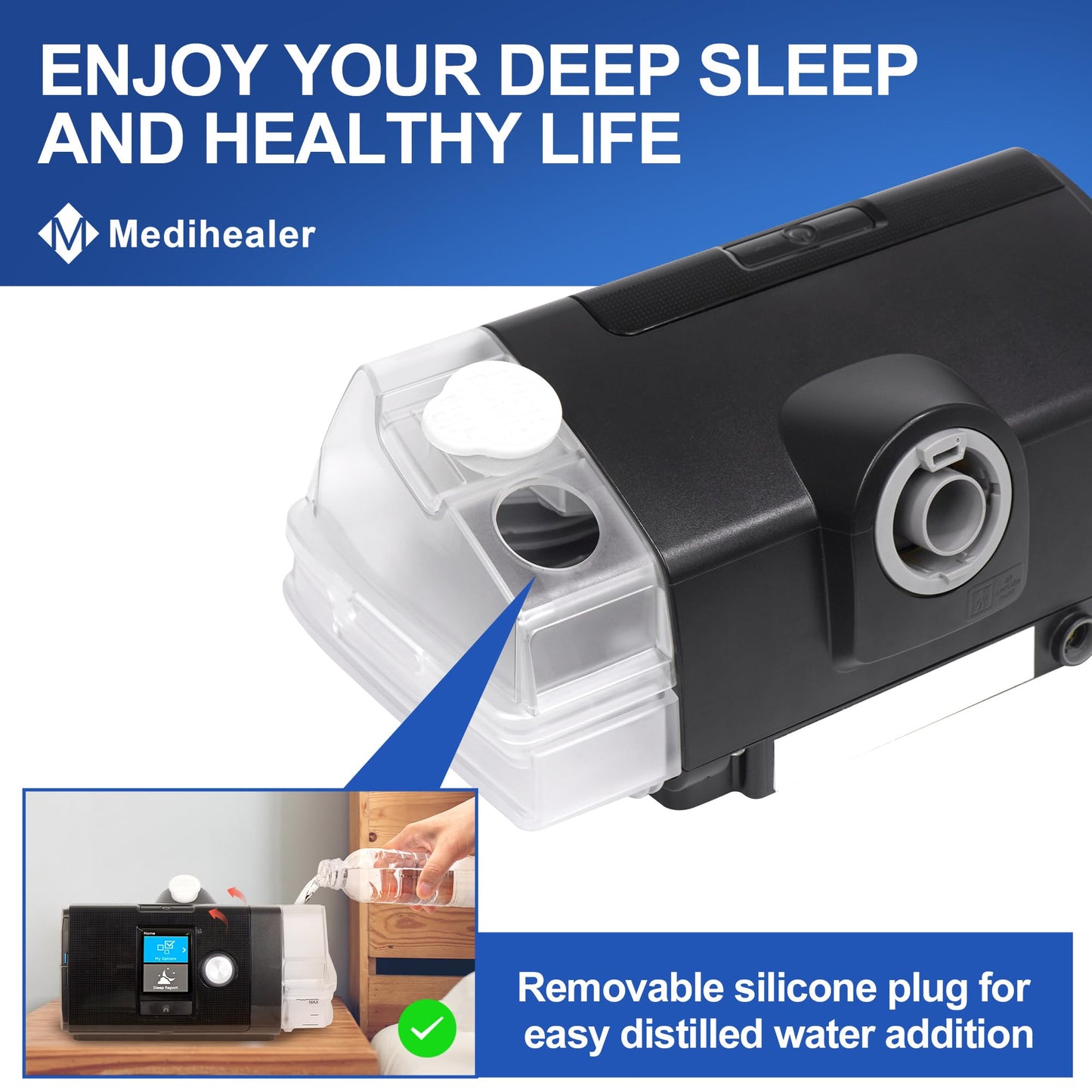 2026 Latest Upgraded Water Chamber for AirSense 10, HumidAir Water Tub for Air10 CPAP Machine, 380ml Upgraded Standard Humidifier Tub, Great-Value Supplies by Medihealer.