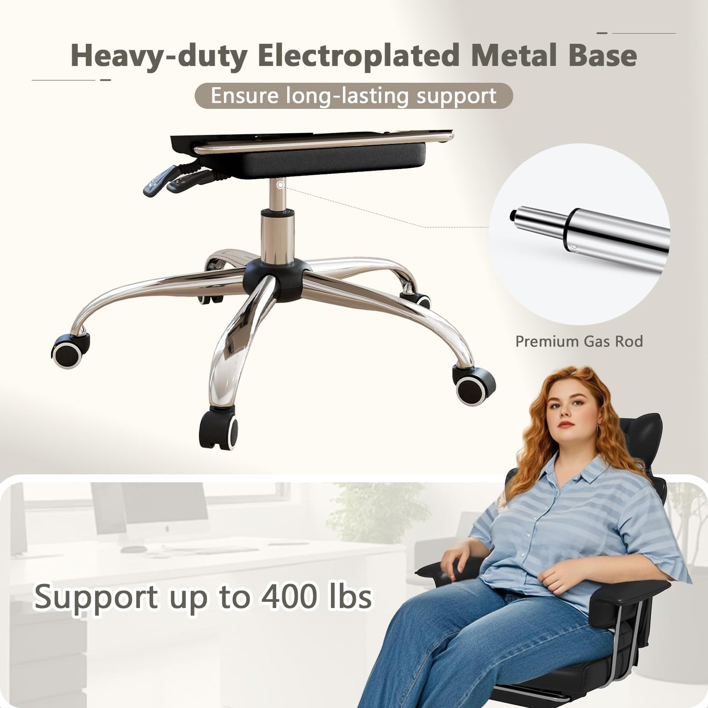 Giantex Office Desk Chair, Big and Tall Executive Office Chair with Foot Rest and Lumbar Support, High Back Leather Swivel Computer Task Chair, Large Ergonomic Reclining Home Office Chair, Black