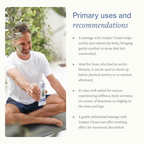Juniper Massage Cream, 96g. Soothes Muscle & Joint Pain. Pre-Workout & Post-Work Out Body Cream. Herbal Body Cream for Elderly People by Swiss Just.