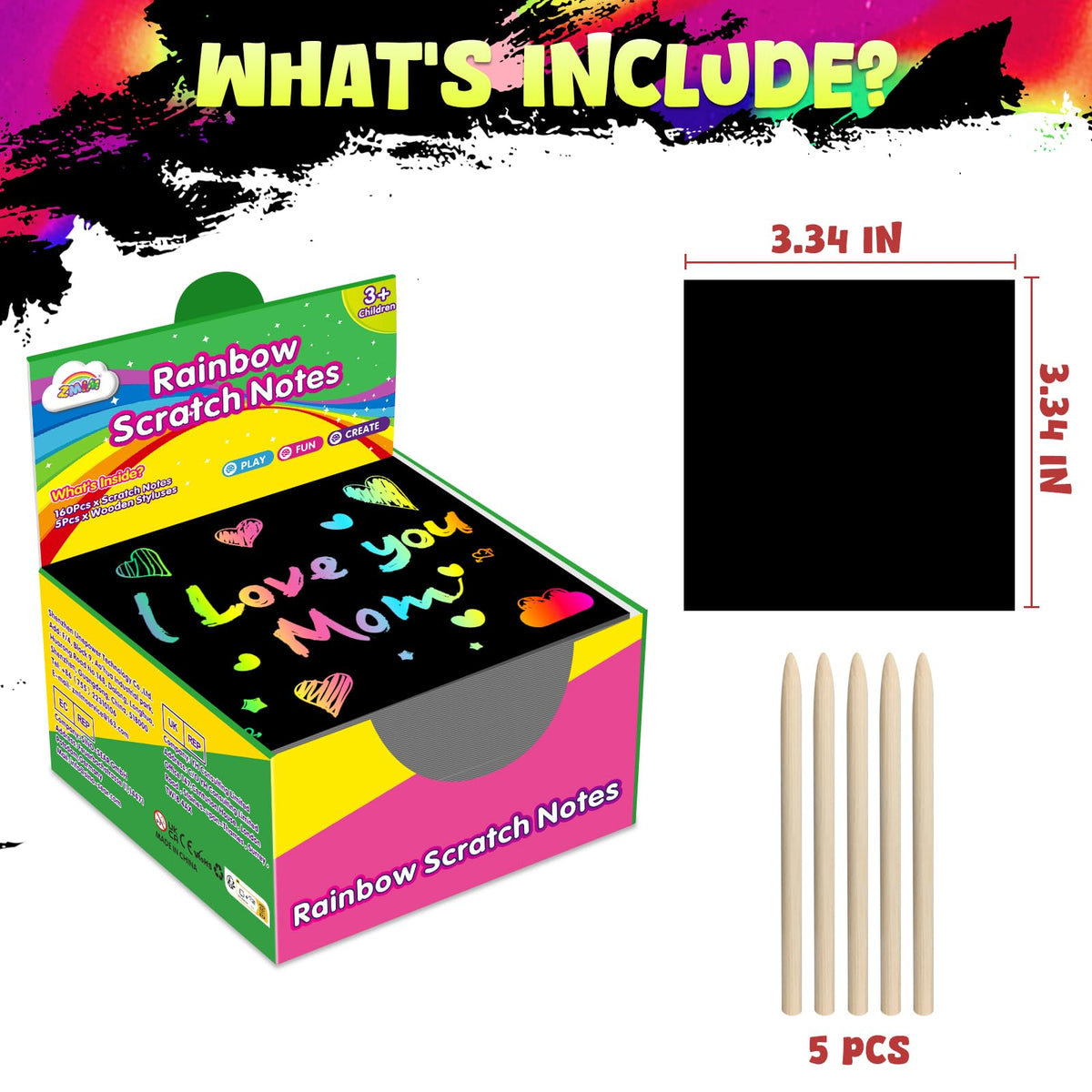 ZMLM Rainbow Scratch Paper Art Crafts Mini Notes Kids Gifts 4 5 6 7 8 9 10 Years Old Girls Boys Students Teens Classroom Prizes School Supplies Birthday Party Travel Toy Activity