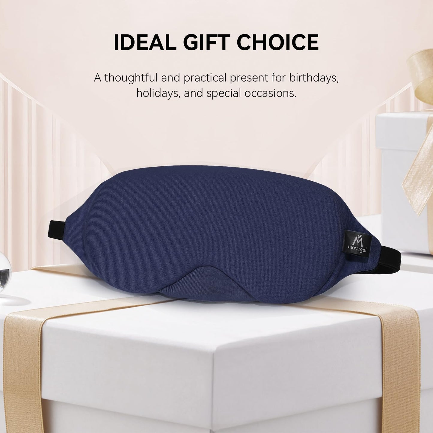 Mavogel Cotton Sleep Mask - 100% Handmade, Light Blocking Sleep Eye Mask with Updated Bending Nose Design, Soft Sleeping Mask for Women Men, for Sleep/Office/Naps, Includes Travel Pouch (Starry Blue)