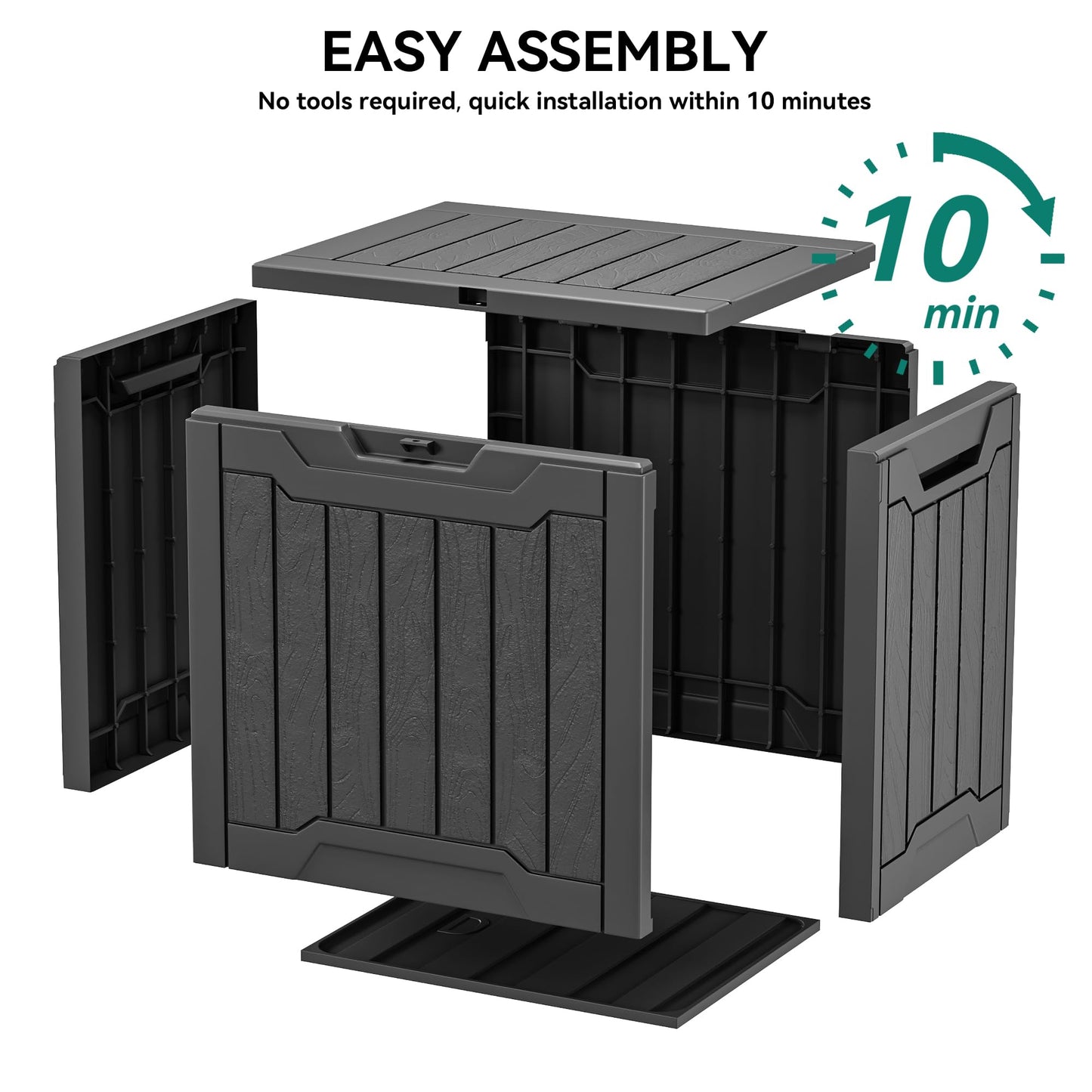 YITAHOME 31 Gallon Outdoor Storage Box, Resin Deck Box and Waterproof Package Delivery Box for Gardening Tools, Pool Supplies, Patio Furniture, Lockable, Black