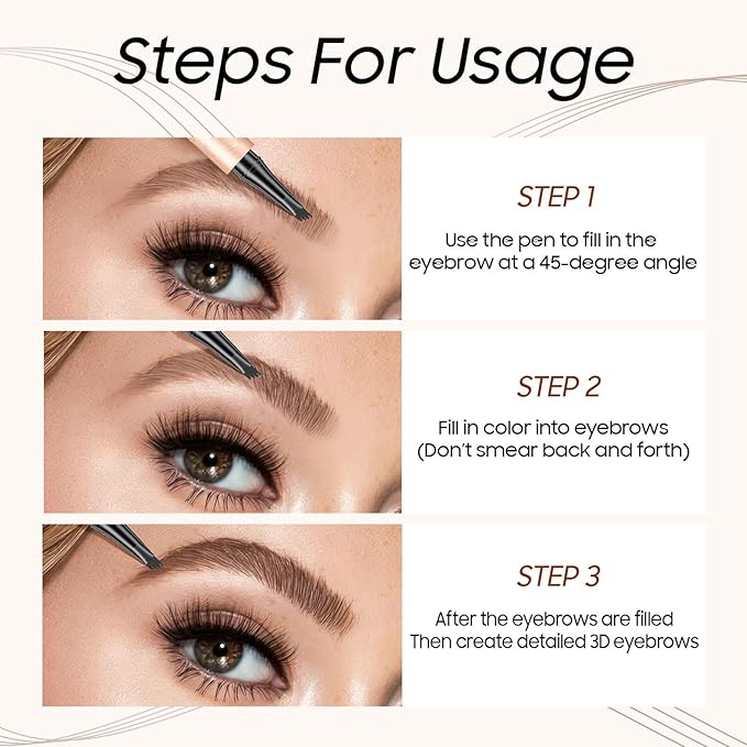 Microblading Eyebrow Pen - Long Lasting Waterproof Brow Pencil With Micro-Fork Tip Applicator and Stays on All Day (Gray)