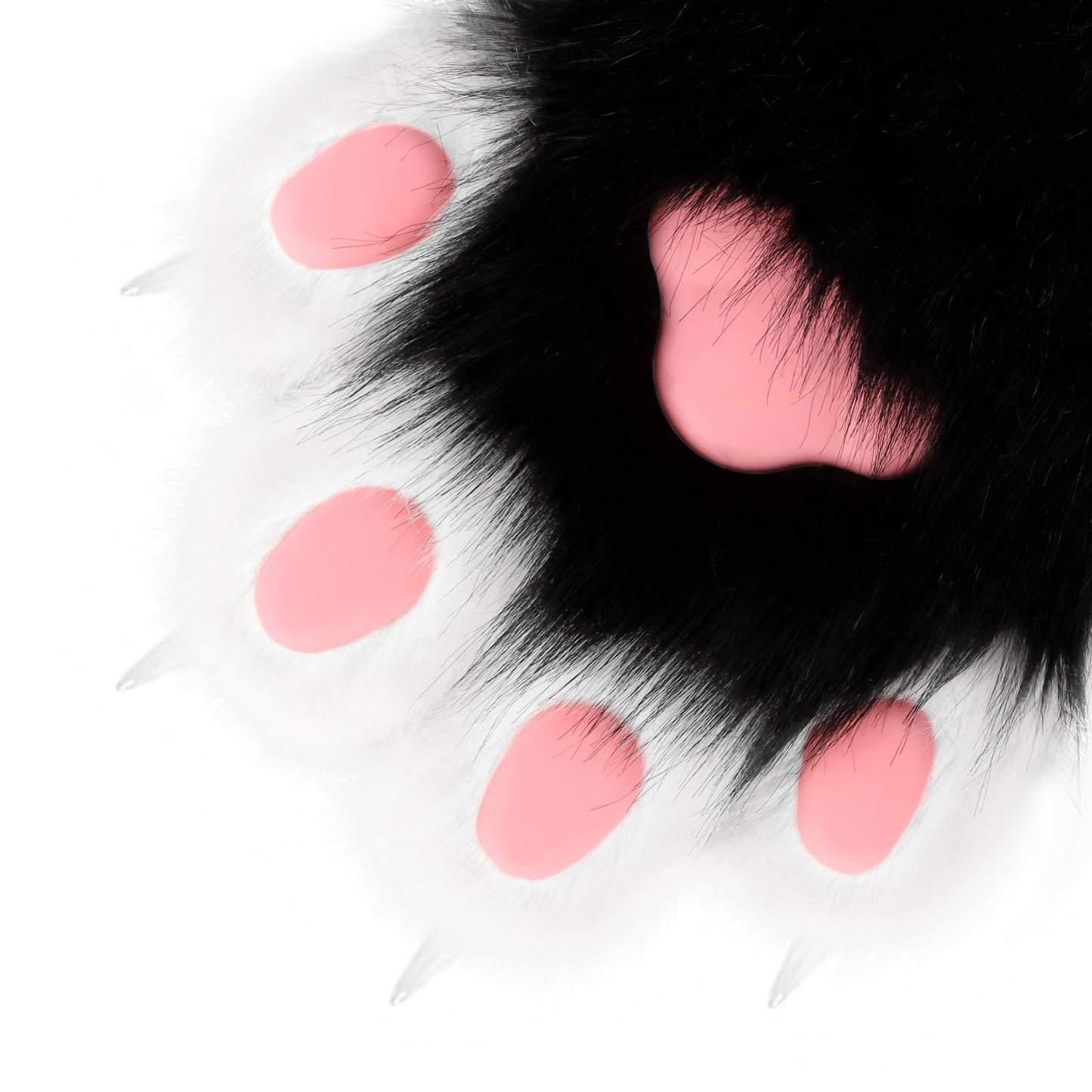 hbbhml Faux Fur Plush Furry Cat Claw Gloves Fursuit Animal Fox Paws Mittens Halloween Cosplay Costume Accessories for Adult