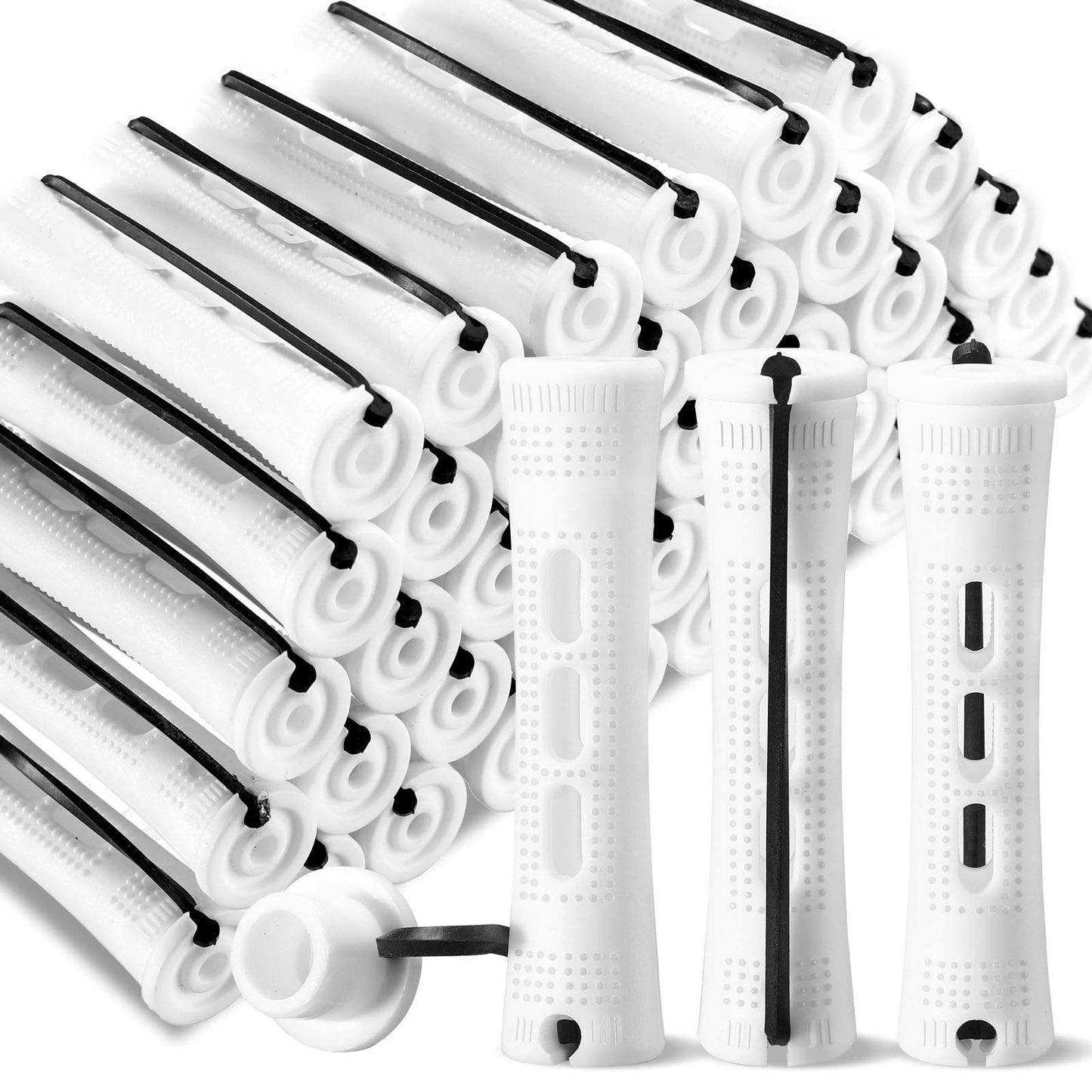 WILLBOND 60 Pcs Short Perm Rods Natural Hair Perm Rods with Elastic Rubber Band Non Slip Plastic Perming Cold Wave Kit for Women