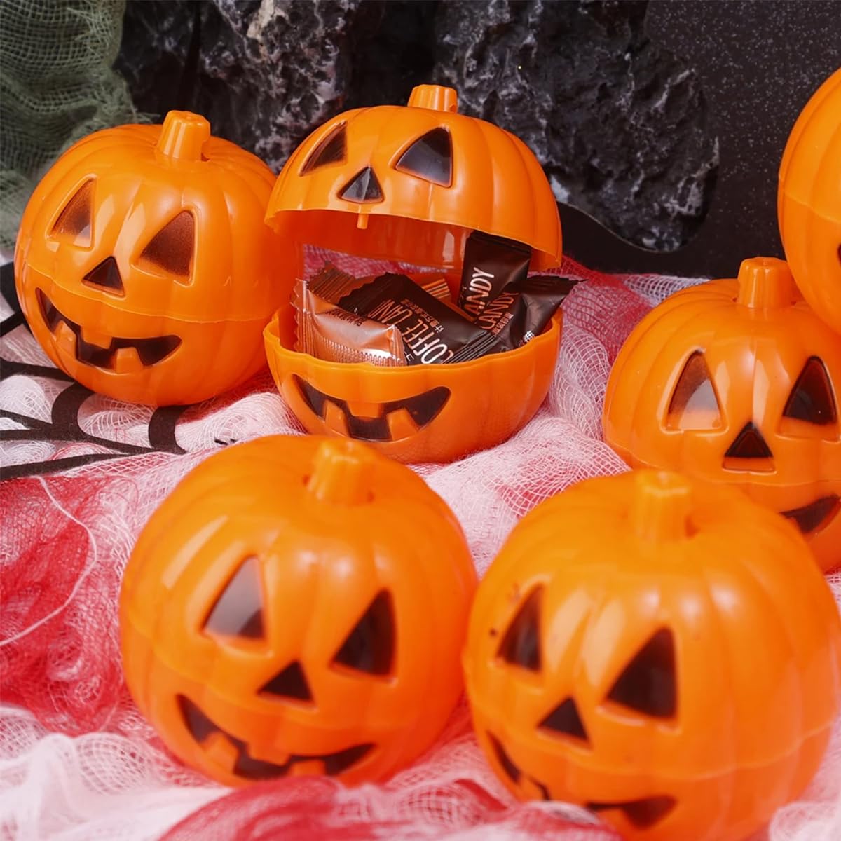 Ncozwo Halloween Plastic Pumpkin Storage Mini Fillable Pumpkin Container Candy Holder Containers for Halloween Thanksgiving Day Mini Gift Holder Props（12 Pcs）