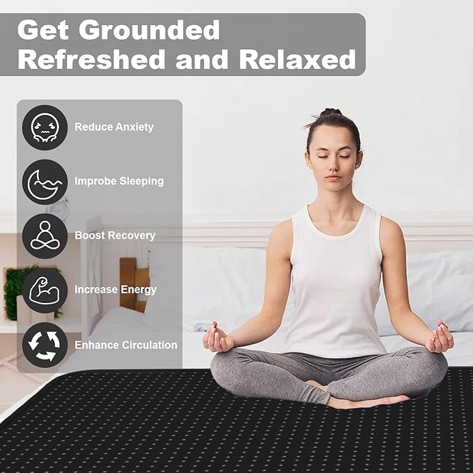 Grounding Mat for Bed,27 * 78 in Grounding Mat Queen Size with Grounding Tester Pen,Grounding Mattress Pad for Improved Sleep (27 * 78 in)