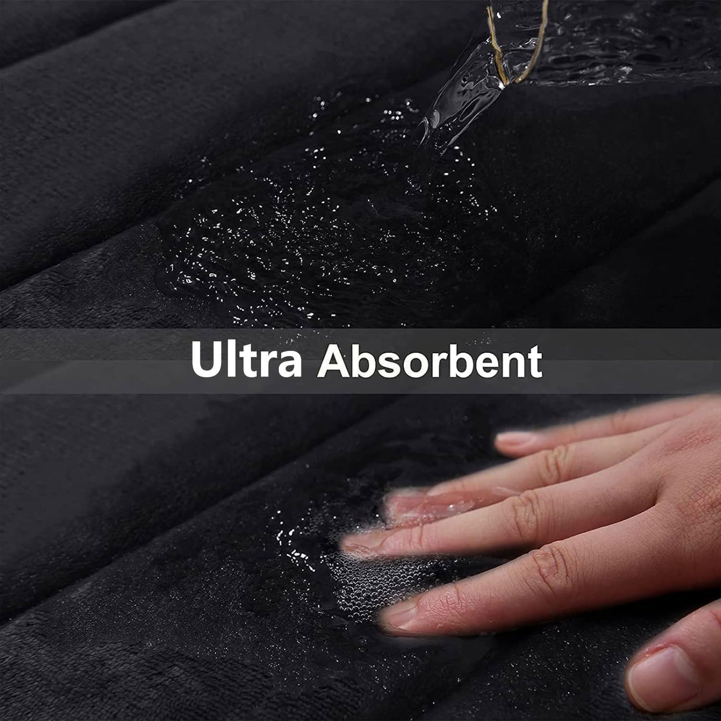 Buganda Memory Foam Bath Mat, 44" x 17", Ultra Soft and Non-Slip Bathroom Rugs, Water Absorbent and Machine Washable Bath Rug for Bathroom, Shower, and Tub, Black