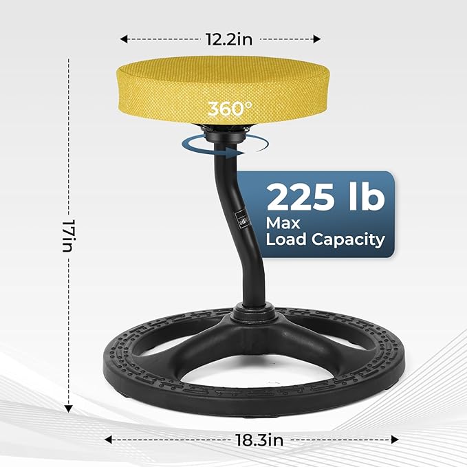 Upaloop ADHD Chair for Kids, Yoga Chairs for Adults, Wobble Stool Active Flexible Seating Desk Chair with Non-Slip Base and Washable Seat Cover for Stability, Balance, Yoga, Office, School, Classroom