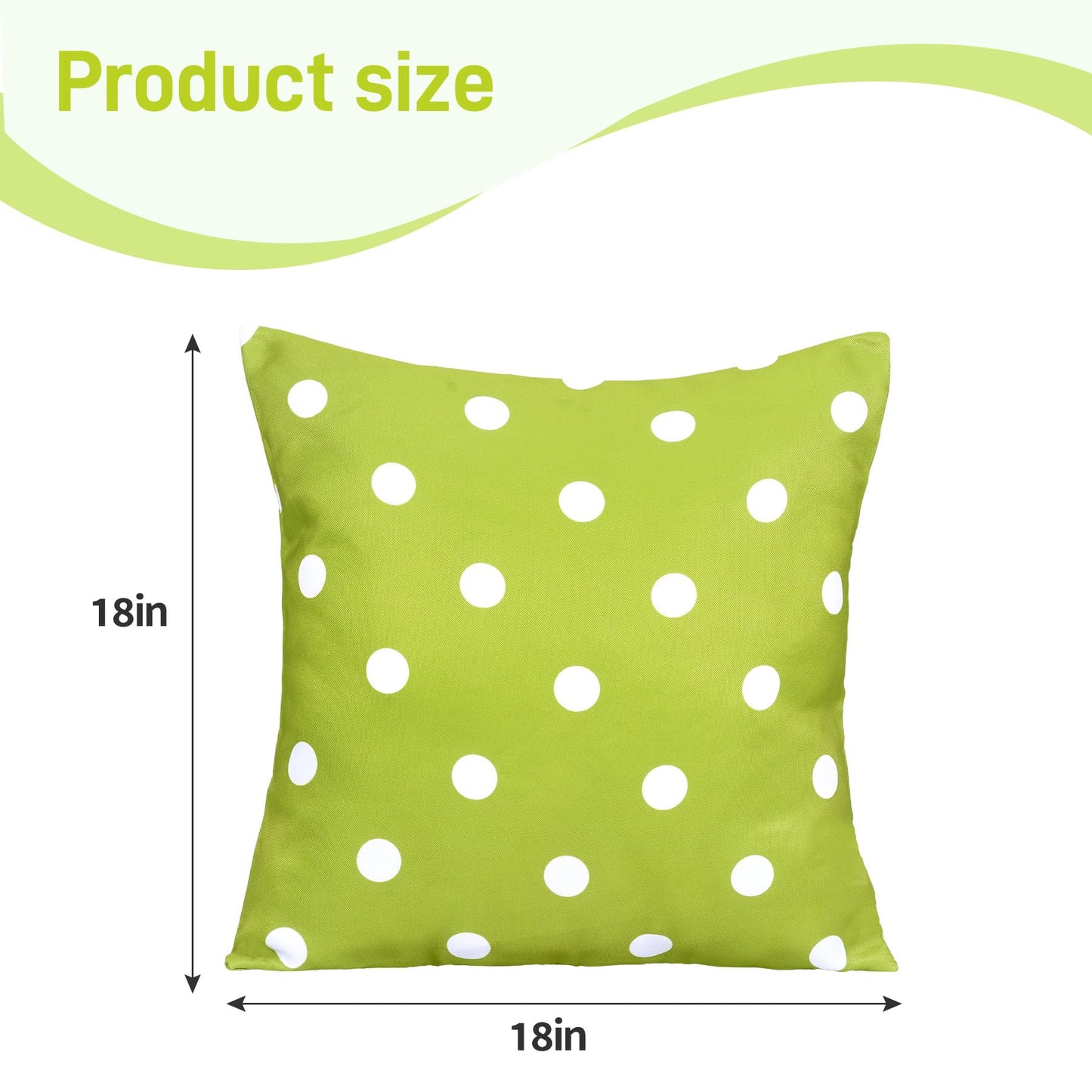Poise3EHome Outdoor Throw Pillow Covers Set of 2 Waterproof Decorative Pillow Covers for Living Room, Couch, Patio, Spring, 18X18 Inches, Green Polka Dot
