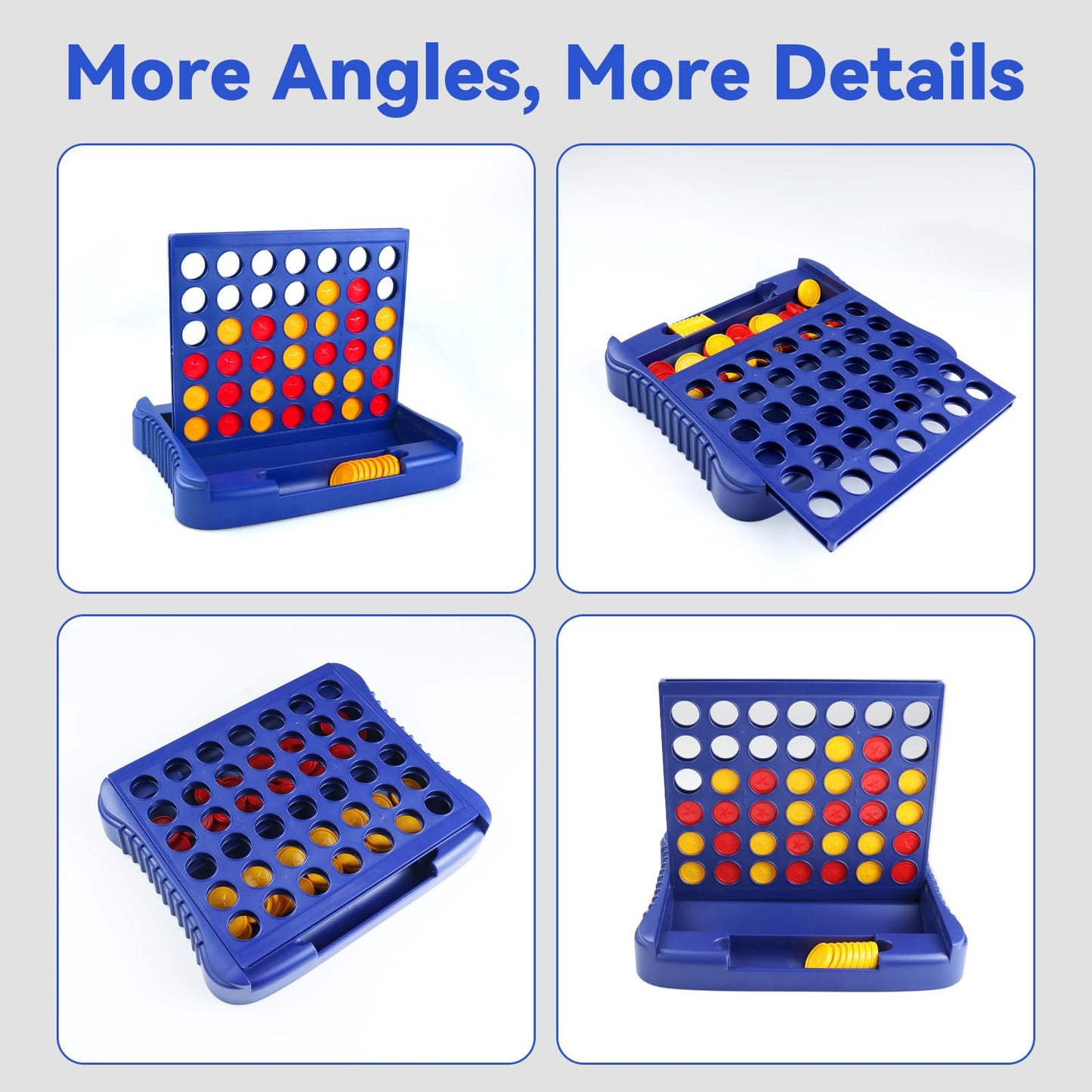 Pup Go 4 in a Row Game, Connect & Win Four in a Row Board Game, Portable 2-Player Strategy Games for Travel, Gift for Kids Children Age 3-12, Family Games Foldable Design with 6 Spare Discs Blue