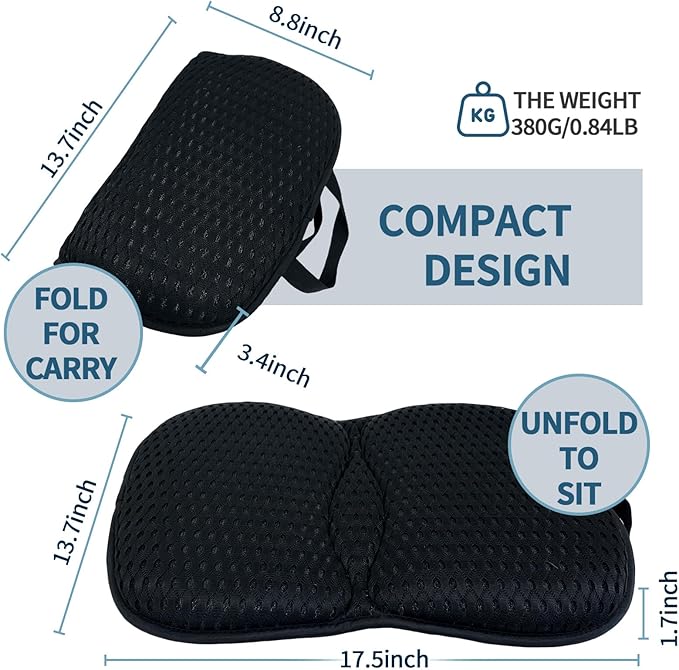 Newivi Portable 3D Breathable Seat Cushion – Foldable, Soft & Lightweight for Airplane Travel Stadium Cushion