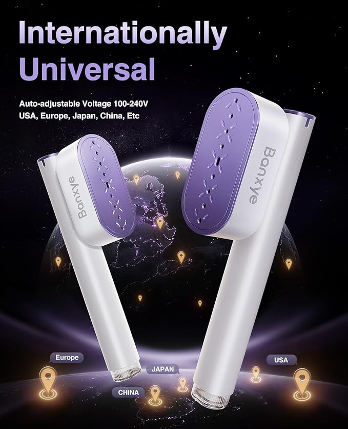 Negative Lons Series Steamer for Clothes, Large Panel 0.5s Wrinkles Removal, 3 Modes Steamer ＆ Iron Dual Voltage Handheld Portable Travel Garment Steamers for Home, Global ＆ Europe Traveling