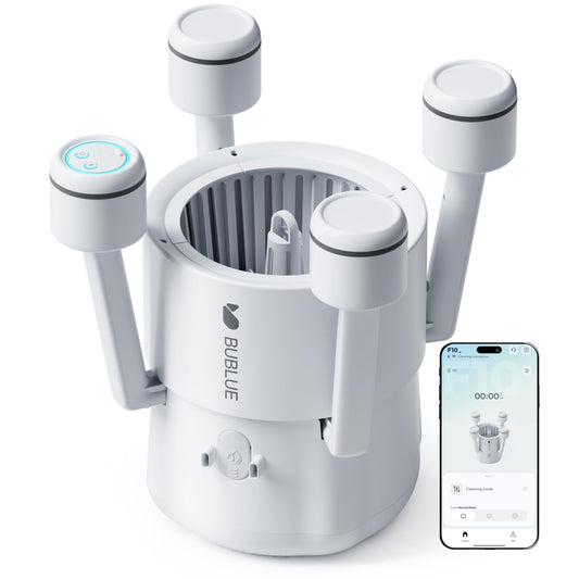 (2026 Upgrade) BUBLUE F10 Pool Surface Skimmer Robot,Robotic Pool Skimmer with App Control,Powerful Suction,5L Filter,Dual Cleaning Modes, AI Navigation,Ideal for In-Ground & Above-Ground Pools,White