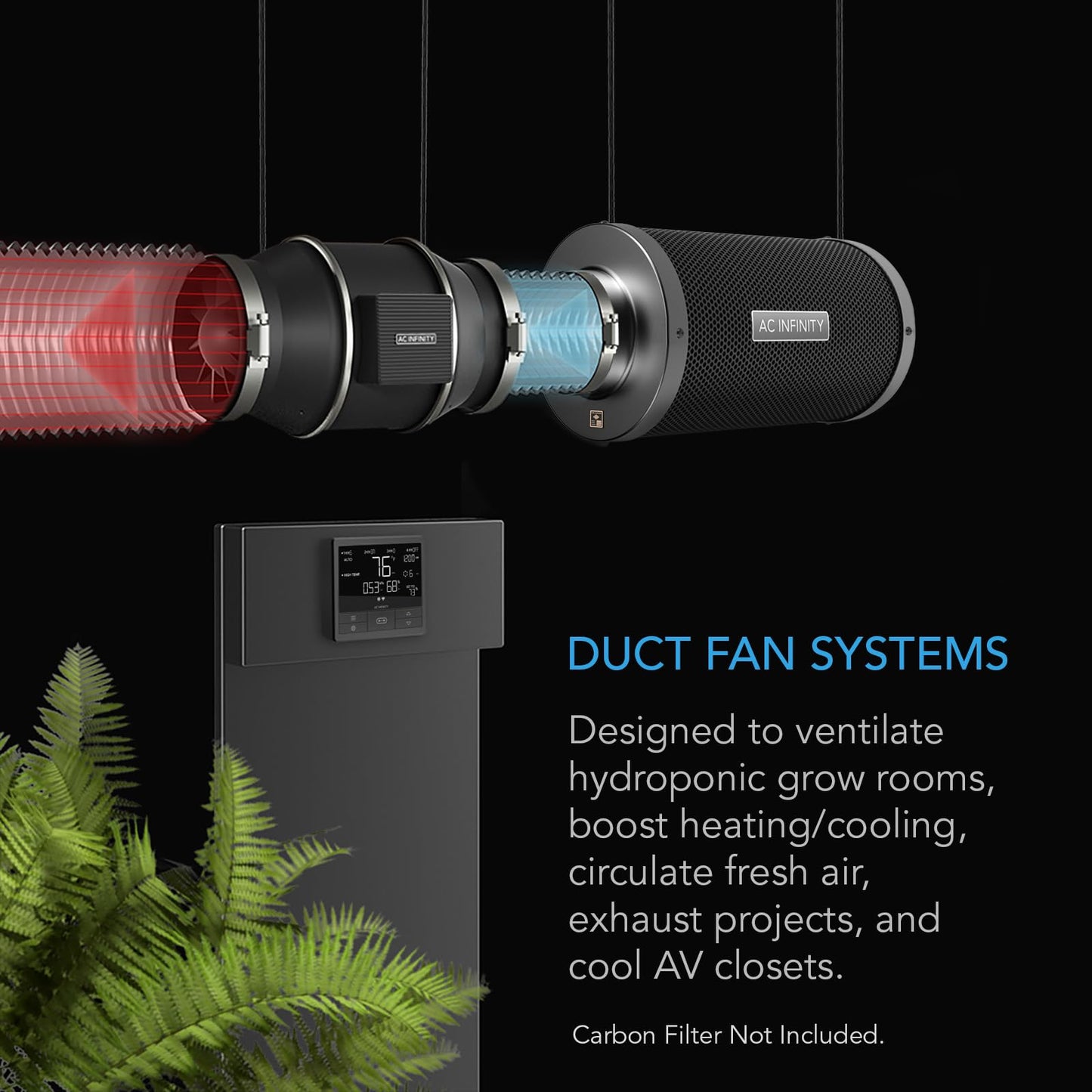 AC Infinity CLOUDLINE PRO T4, Quiet 4” Inline Duct Fan with Temperature Humidity VPD Controller, WiFi Integrated App Control - Ventilation Exhaust Fan for Heating Cooling, Grow Tents, Hydroponics