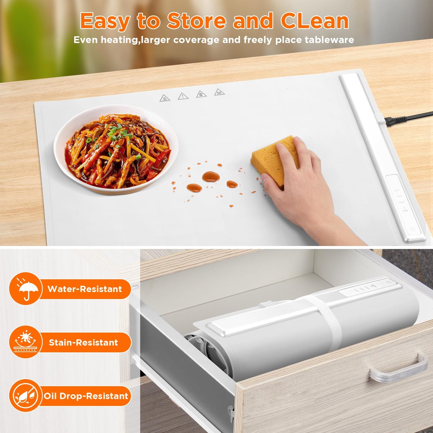Warming Mat for Food, Food Warming Mat,White Elephant Gifts,Portable Electric Warming Tray for Food,with 3 Temperature Settings,Food Warmer for Buffet Party, Sabbath, Gatherings, Daily Use