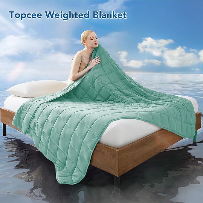 Topcee Weighted Blanket (5 lbs, 36" x 48") Cooling Throw Heavy Blanket for Sleeping Apply to 40-60 lbs, Soft Thick Breathable Blanket with Glass Bead, Easy Care