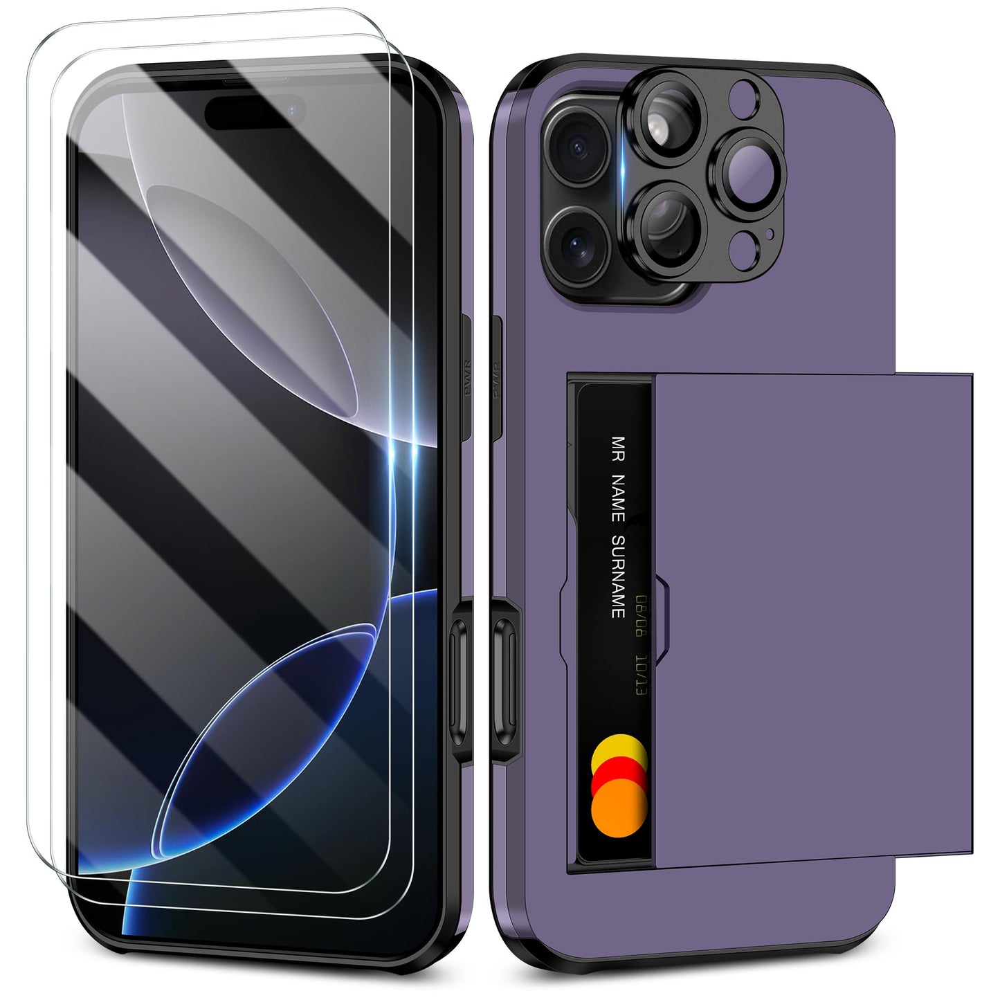 Samonpow For Iphone 16 Pro Max Case Wallet With Card Holder + 2 Screen Protector + 1 Camera Cover Full Body Heavy Duty Protectiv