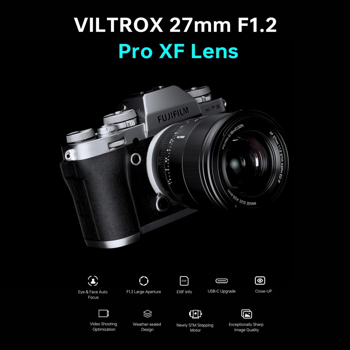 VILTROX 27mm F1.2 Pro Level XF Fuji Autofocus Lens f/1.2 Large Aperture APS-C Lens Compatible with Fuji X-Mount Mirrorless Cameras XH2S XH2 XT5 XT4 XT3 XS20 XT30 II XT200