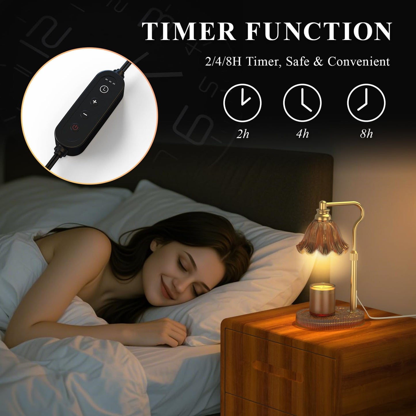 WYghyronic Candle Warmer Lamp with Adjustable Height - Flameless 4-Level Dimmable Wax Warmer, Timer Function & Stylish Design in Multiple Colors(Brown)