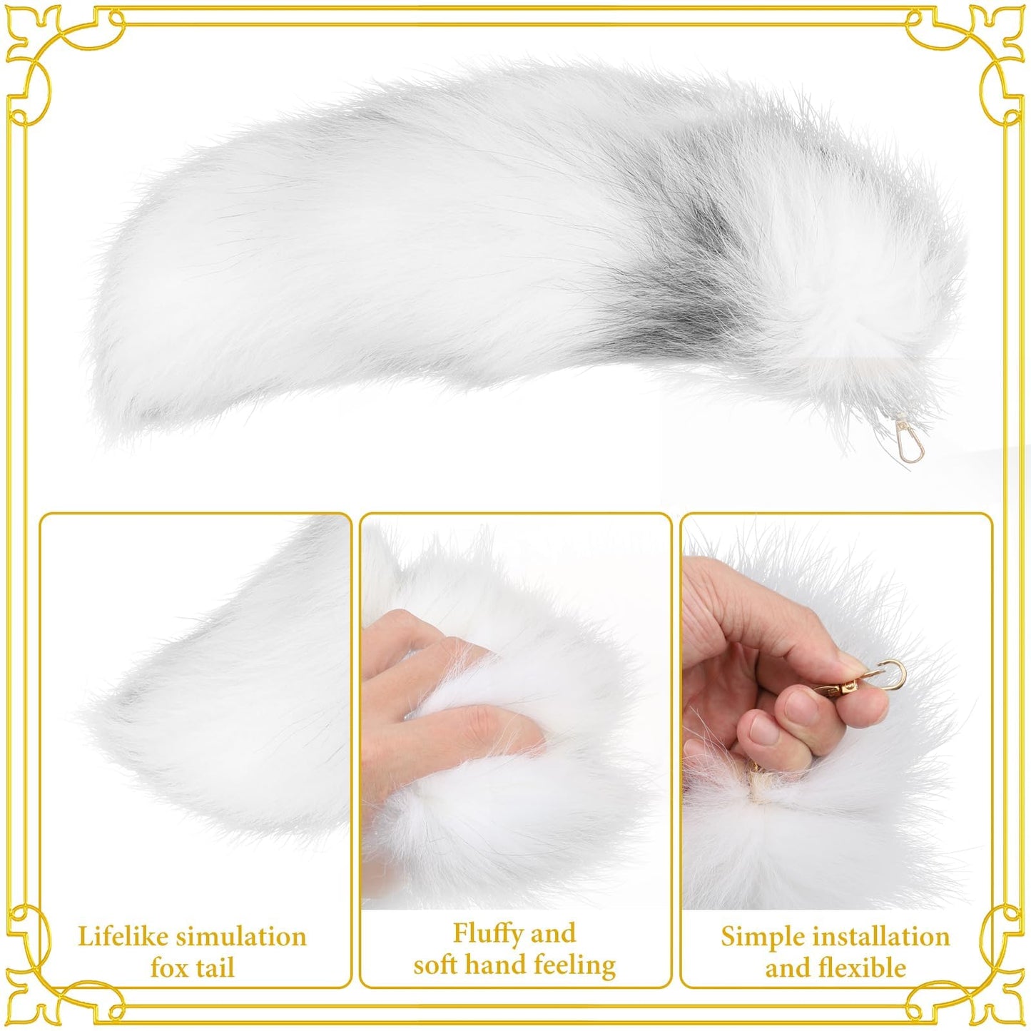 Furry Therian Mask and Fox Tail Gloves Set for Girls, Cat Mask Therian, Wolf Therian Gear, Tharian Costumes (White)