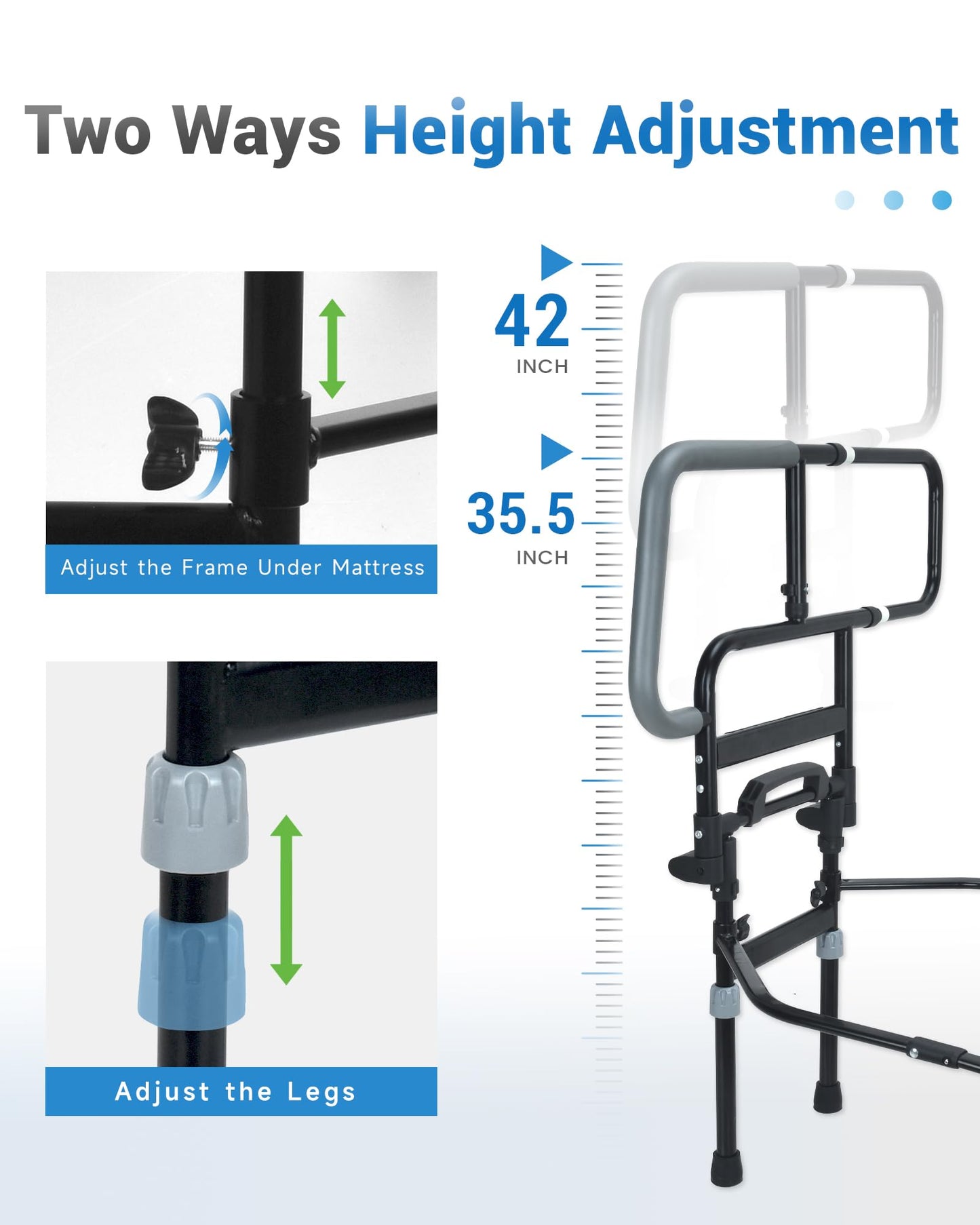 Sangohe Bed Rail for Elderly, Extra Large Heavy Duty Bed Rail for Senior, Foldable Bed Rails, Safety Bed Rails for Elderly Adults Getting in & Out of Bed, 504G