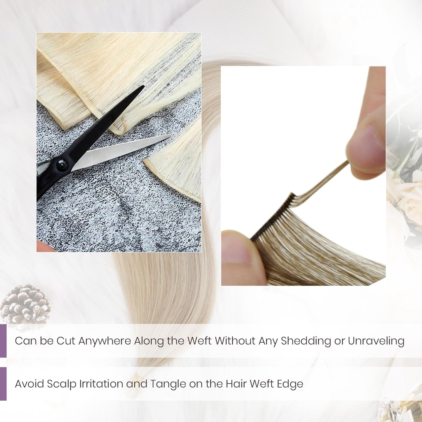 LaaVoo Hand Tied Weft Hair Extensions Human Hair Long Sew in Hair Extensions Real Human Hair Genius Weft Extensions Rel Human Ha