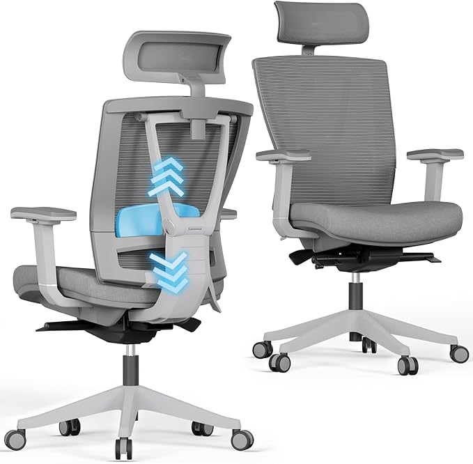 Autonomous ErgoChair Pro Ergonomic Office Chair Foam Grey Adjustable Lumbar Support, Rolling Swivel - Home Office Desk Chairs with Wheels and Arms - Ergonomic Desk Chair Comfy for Gaming & Long Hours